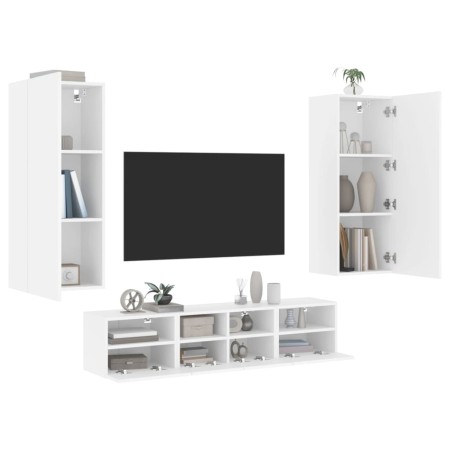 Muebles de TV de pared 5 piezas madera de ingeniería blanco en Muebles TV | Comprar online en Foro24