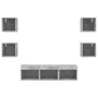 Muebles TV pared con LED 7 pzas madera ingeniería gris hormigón