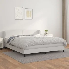 Box spring bed with white synthetic leather mattress 180x200 cm by vidaXL, Beds and slatted bases - Ref: Foro24-3127206, Pric...