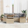 Conjunto de sofá de jardín con cojín 6 pcs beige y gris claro