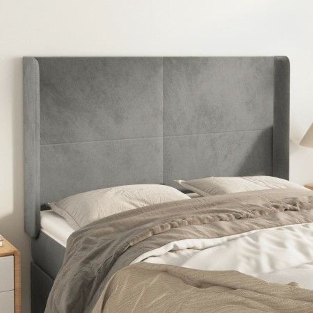 Kopfteil mit hellgrauen Samtohren 147x16x118/128 cm von vidaXL, Kopf- und Fußteile - Ref: Foro24-3119348, Preis: 118,77 €, Ra...