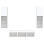 Muebles de TV de pared con LED 5 pzas madera ingeniería blanco