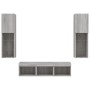 Muebles TV pared con LED 5 pzas madera ingeniería gris Sonoma
