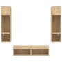 Muebles TV pared con LED 6 pzas madera ingeniería roble Sonoma