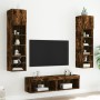 Muebles TV pared con LED 6 pzas madera ingeniería roble ahumado