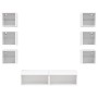 Muebles de TV de pared con LED 8 pzas madera ingeniería blanco