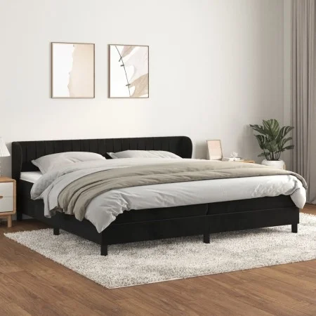 Box spring bed with black velvet mattress 200x200 cm by vidaXL, Beds and slatted bases - Ref: Foro24-3127633, Price: 572,83 €...