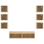 Muebles TV pared con LED 8 pzas madera ingeniería roble Sonoma