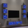 Muebles TV pared con LED 8 pzas madera ingeniería gris hormigón en Muebles TV | Comprar online en Foro24