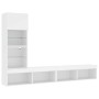 Muebles de TV de pared con LED 4 pzas madera ingeniería blanco