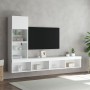 Muebles de TV de pared con LED 4 pzas madera ingeniería blanco