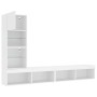 Muebles de TV de pared con LED 4 pzas madera ingeniería blanco