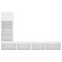 Muebles de TV de pared con LED 4 pzas madera ingeniería blanco