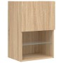 Muebles TV pared con LED 4 pzas madera ingeniería roble Sonoma