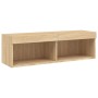 Muebles TV pared con LED 4 pzas madera ingeniería roble Sonoma