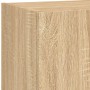 Muebles TV pared con LED 4 pzas madera ingeniería roble Sonoma