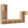 Muebles TV pared con LED 4 pzas madera ingeniería roble Sonoma