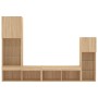 Muebles TV pared con LED 4 pzas madera ingeniería roble Sonoma