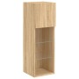 Muebles TV pared con LED 4 pzas madera ingeniería roble Sonoma