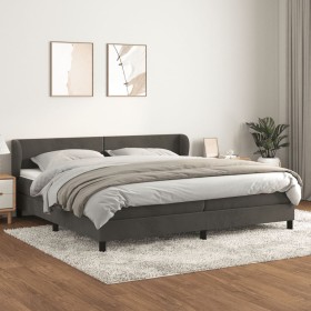 Cama box spring con colchón terciopelo gris oscuro 200x200 cm