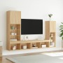 Muebles TV pared con LED 4 pzas madera ingeniería roble Sonoma