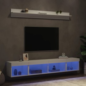 Muebles de TV de pared con LED 5 pzas madera ingeniería blanco
