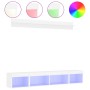 Muebles de TV de pared con LED 5 pzas madera ingeniería blanco