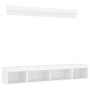 Muebles de TV de pared con LED 5 pzas madera ingeniería blanco