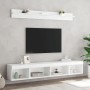 Muebles de TV de pared con LED 5 pzas madera ingeniería blanco