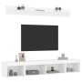 Muebles de TV de pared con LED 5 pzas madera ingeniería blanco
