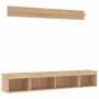 Muebles TV pared con LED 5 pzas madera ingeniería roble Sonoma