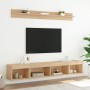 Muebles TV pared con LED 5 pzas madera ingeniería roble Sonoma