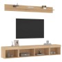 Muebles TV pared con LED 5 pzas madera ingeniería roble Sonoma