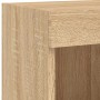 Muebles TV pared con LED 5 pzas madera ingeniería roble Sonoma