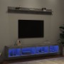 Muebles TV pared con LED 5 pzas madera ingeniería gris hormigón