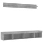 Muebles TV pared con LED 5 pzas madera ingeniería gris hormigón