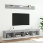 Muebles TV pared con LED 5 pzas madera ingeniería gris hormigón