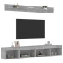 Muebles TV pared con LED 5 pzas madera ingeniería gris hormigón