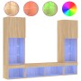 Muebles TV pared con LED 5 pzas madera ingeniería roble Sonoma