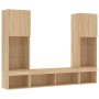 Muebles TV pared con LED 5 pzas madera ingeniería roble Sonoma