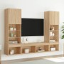 Muebles TV pared con LED 5 pzas madera ingeniería roble Sonoma