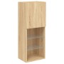 Muebles TV pared con LED 5 pzas madera ingeniería roble Sonoma