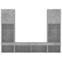 Muebles TV pared con LED 5 pzas madera ingeniería gris hormigón
