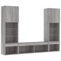 Muebles TV pared con LED 5 pzas madera ingeniería gris Sonoma