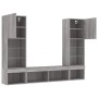 Muebles TV pared con LED 5 pzas madera ingeniería gris Sonoma