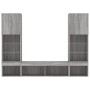 Muebles TV pared con LED 5 pzas madera ingeniería gris Sonoma