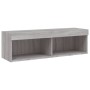 Muebles TV pared con LED 5 pzas madera ingeniería gris Sonoma