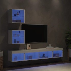 Muebles de TV de pared con LED 5 pzas madera ingeniería blanco en Muebles TV | Comprar online en Foro24
