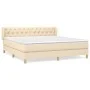 Box spring bed with cream fabric mattress 160x200 cm by vidaXL, Beds and slatted bases - Ref: Foro24-3127058, Price: 524,47 €...