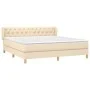 Box spring bed with cream fabric mattress 160x200 cm by vidaXL, Beds and slatted bases - Ref: Foro24-3127058, Price: 524,47 €...
